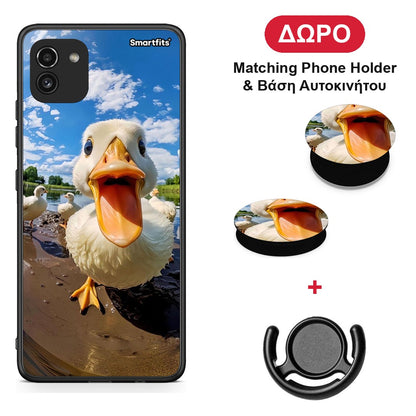 Duck Face - Samsung Galaxy A03 θήκη + Δώρο Phone Holder & Βάση Αυτοκινήτου