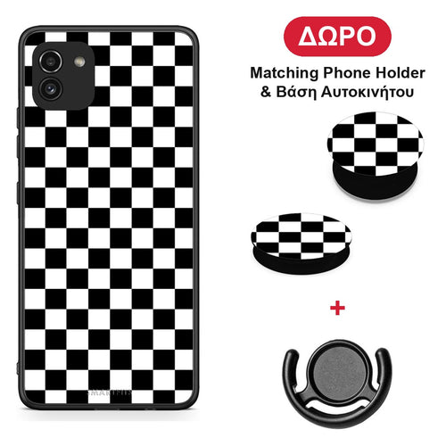 Geometric Squares - Samsung Galaxy A03 θήκη + Δώρο Phone Holder & Βάση Αυτοκινήτου
