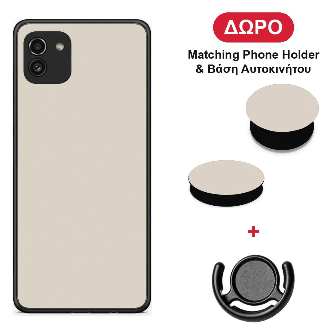 Ivory Beige - Samsung Galaxy A03 θήκη + Δώρο Phone Holder & Βάση Αυτοκινήτου