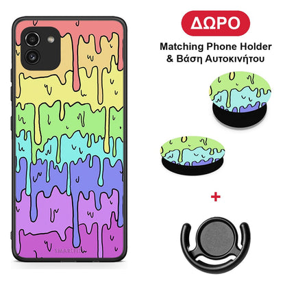 Melting Rainbow - Samsung Galaxy A03 θήκη + Δώρο Phone Holder & Βάση Αυτοκινήτου