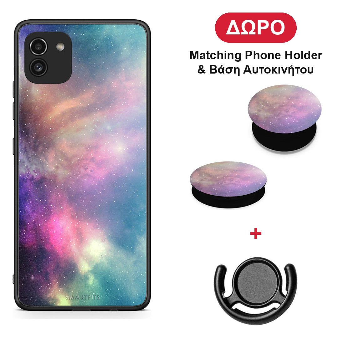 Galactic Rainbow - Samsung Galaxy A03 θήκη + Δώρο Phone Holder & Βάση Αυτοκινήτου