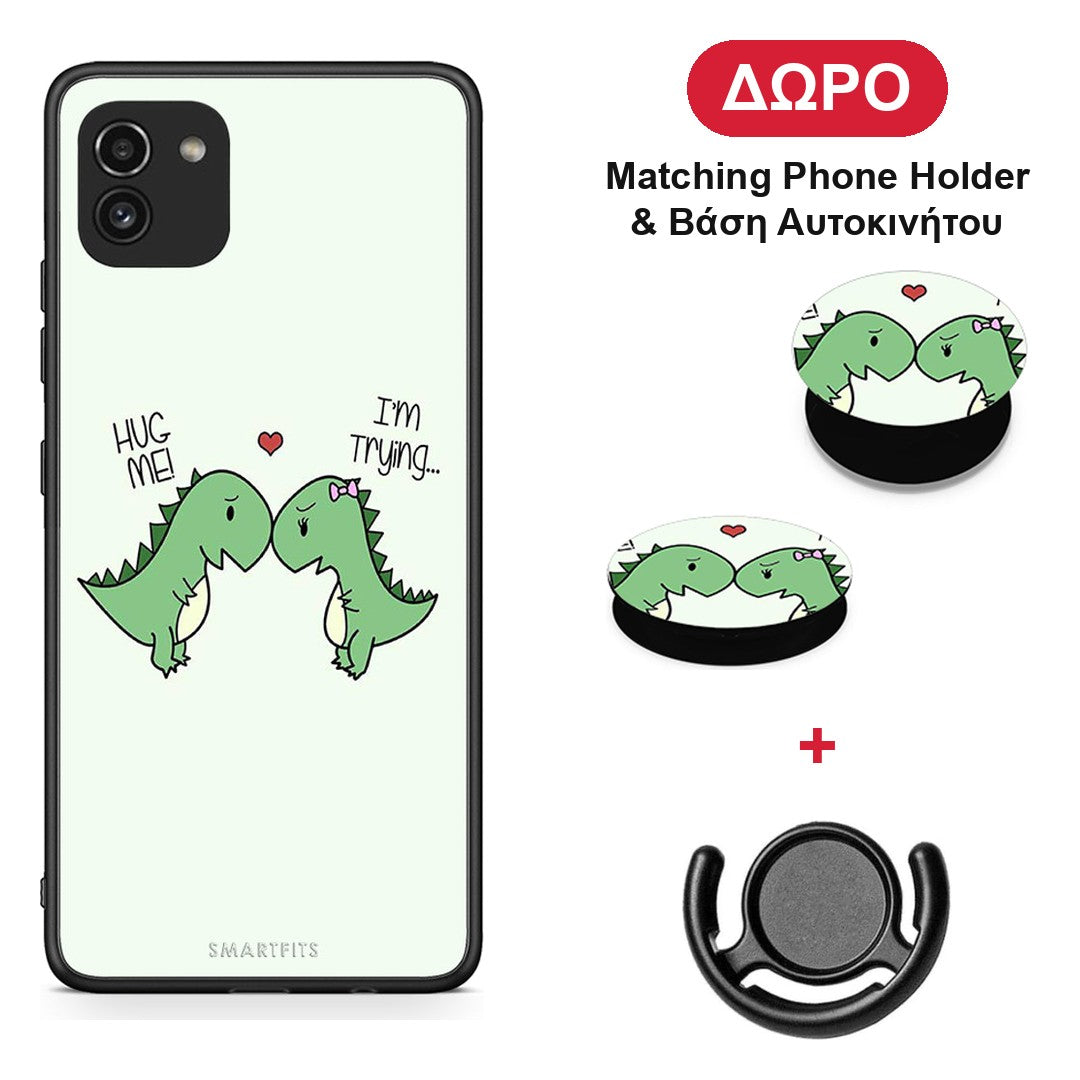 Valentine Rex - Samsung Galaxy A03 θήκη + Δώρο Phone Holder & Βάση Αυτοκινήτου