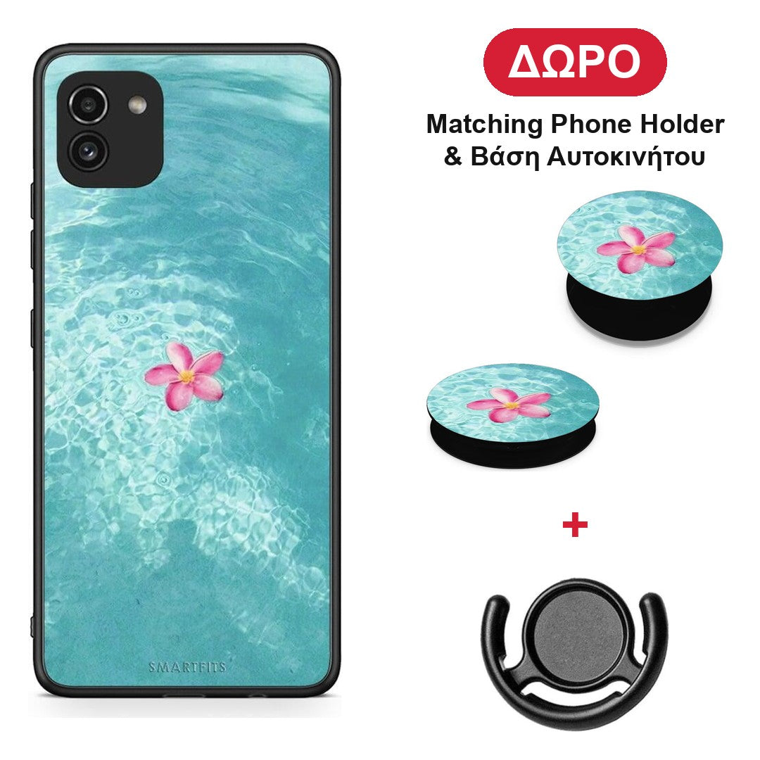Water Flower - Samsung Galaxy A03 θήκη + Δώρο Phone Holder & Βάση Αυτοκινήτου