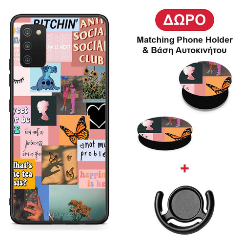 Collage Bitchin - Samsung Galaxy A03s θήκη + Δώρο Phone Holder & Βάση Αυτοκινήτου