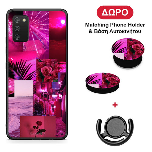 Collage Red Roses - Samsung Galaxy A03s θήκη + Δώρο Phone Holder & Βάση Αυτοκινήτου
