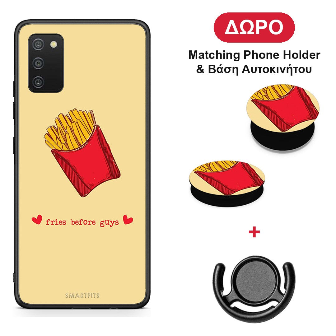 Fries Before Guys - Samsung Galaxy A03s θήκη + Δώρο Phone Holder & Βάση Αυτοκινήτου