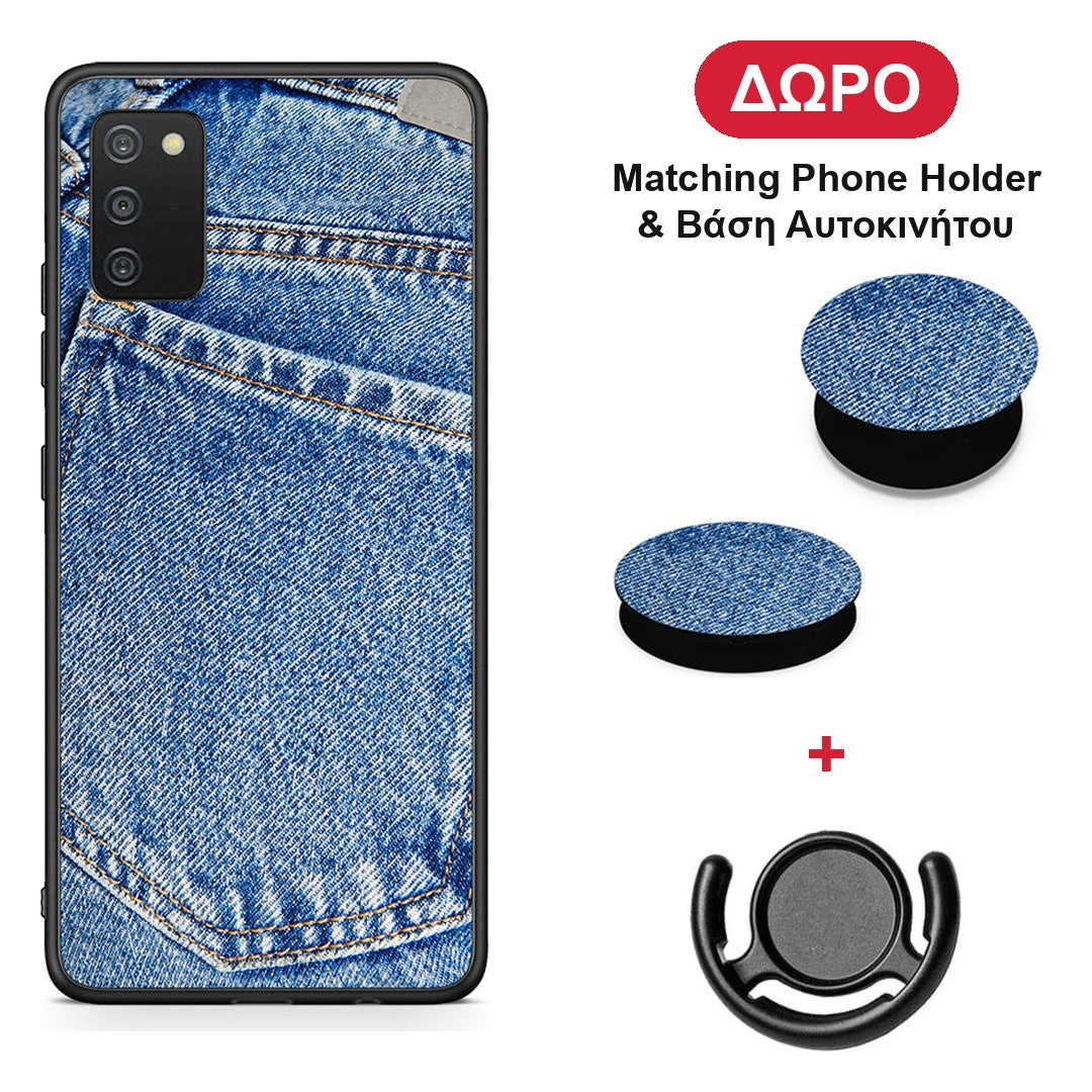 Jeans Pocket - Samsung Galaxy A03s θήκη + Δώρο Phone Holder & Βάση Αυτοκινήτου