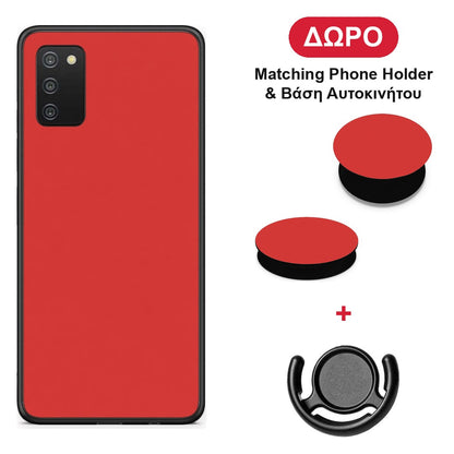 Poppy Red - Samsung Galaxy A03s θήκη + Δώρο Phone Holder & Βάση Αυτοκινήτου