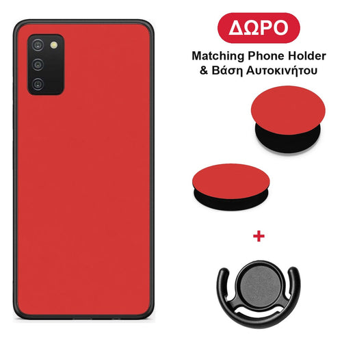 Poppy Red - Samsung Galaxy A03s θήκη + Δώρο Phone Holder & Βάση Αυτοκινήτου
