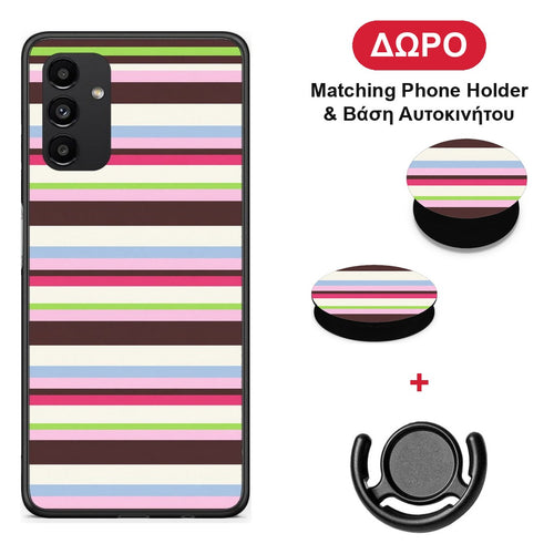 Multicolour Horizontal Stripes - Samsung Galaxy A04s θήκη + Δώρο Phone Holder & Βάση Αυτοκινήτου