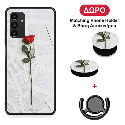 Red Rose - Samsung Galaxy A04s θήκη + Δώρο Phone Holder & Βάση Αυτοκινήτου