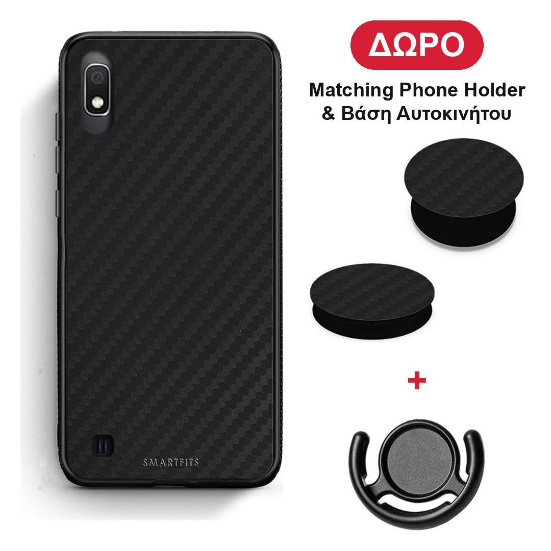 Carbon Black - Samsung Galaxy A10 θήκη + Δώρο Phone Holder & Βάση Αυτοκινήτου