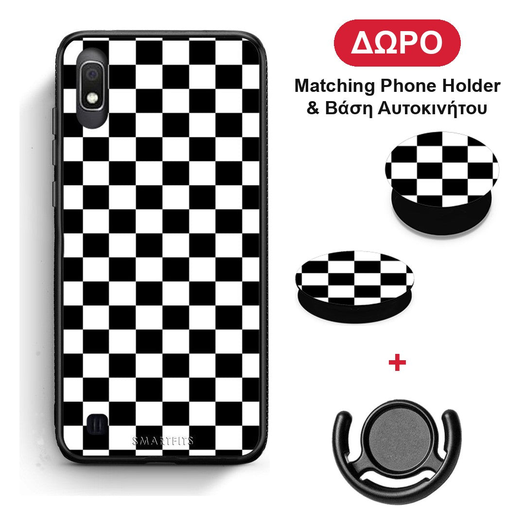 Geometric Squares - Samsung Galaxy A10 θήκη + Δώρο Phone Holder & Βάση Αυτοκινήτου