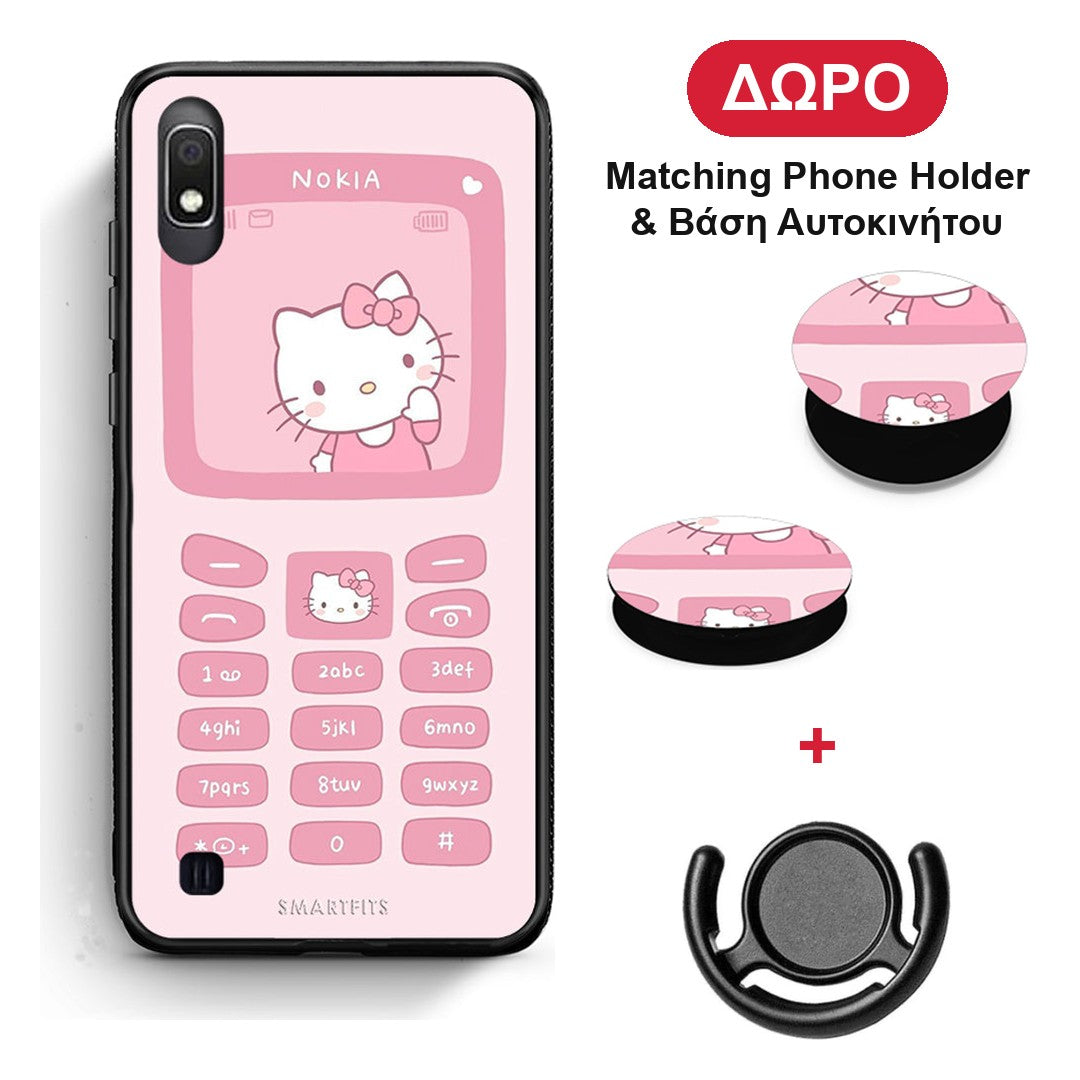 Hello Kitten - Samsung Galaxy A10 θήκη + Δώρο Phone Holder & Βάση Αυτοκινήτου