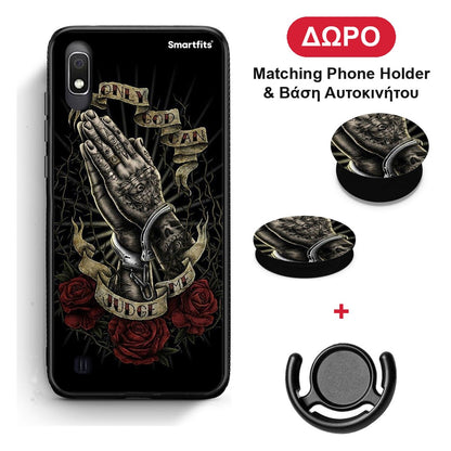 Judge By God - Samsung Galaxy A10 θήκη + Δώρο Phone Holder & Βάση Αυτοκινήτου