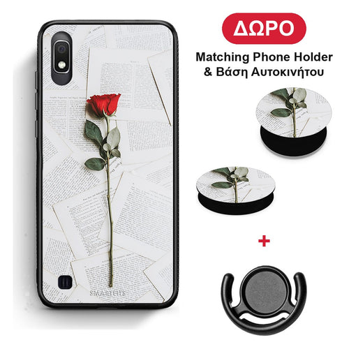 Red Rose - Samsung Galaxy A10 θήκη + Δώρο Phone Holder & Βάση Αυτοκινήτου