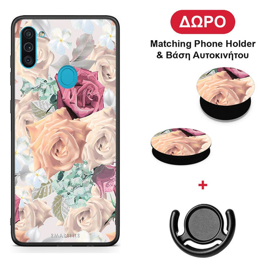 Floral Bouquet - Samsung Galaxy A11 / M11 θήκη + Δώρο Phone Holder & Βάση Αυτοκινήτου