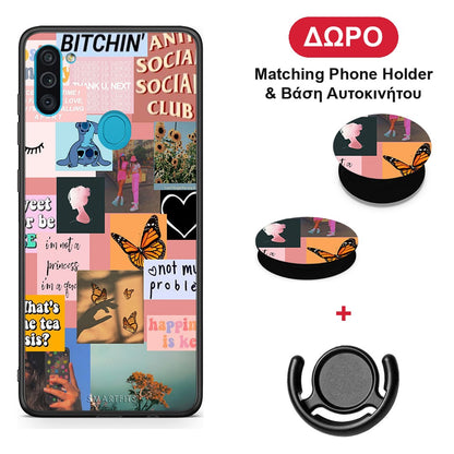 Collage Bitchin - Samsung Galaxy A11 / M11 θήκη + Δώρο Phone Holder & Βάση Αυτοκινήτου
