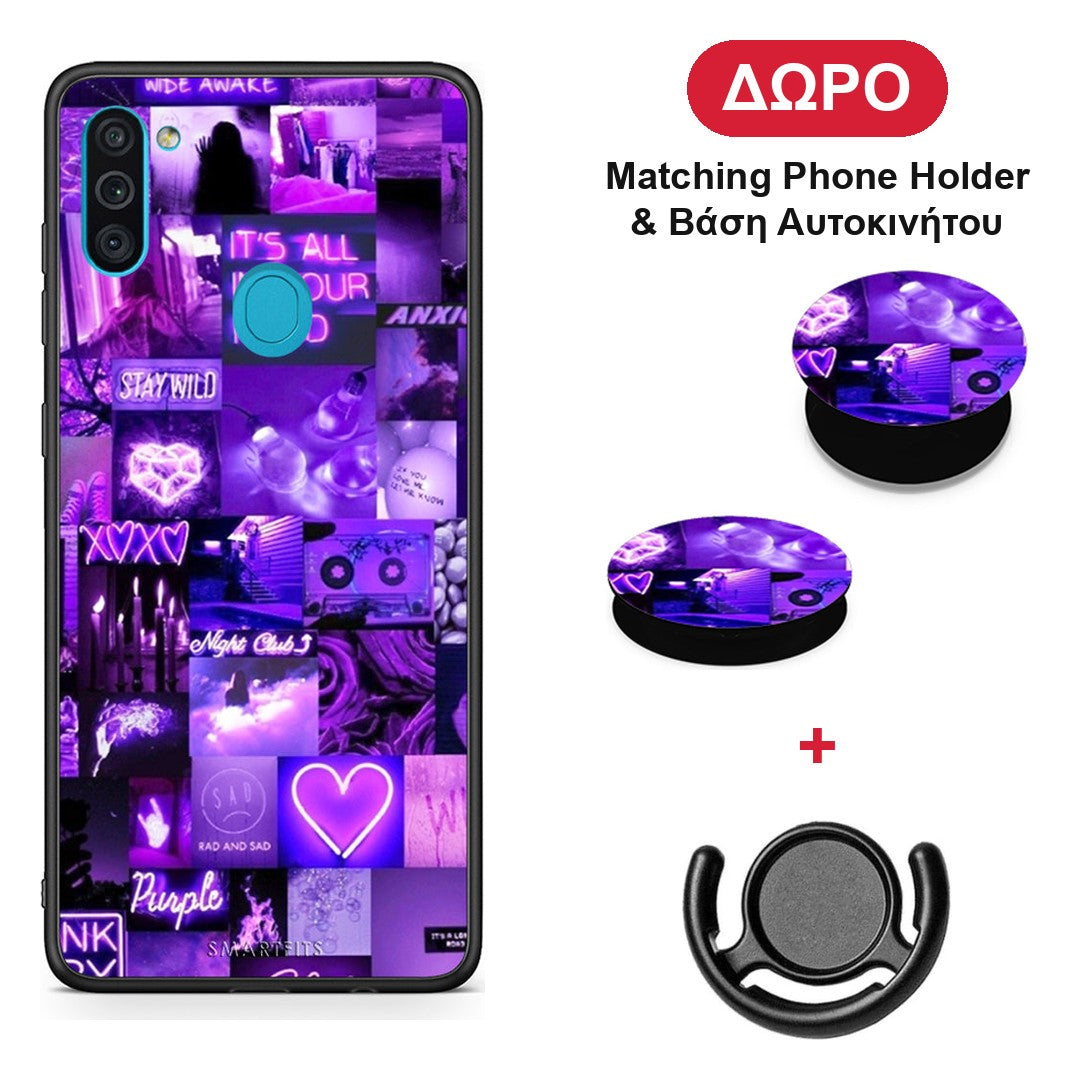 Collage Stay Wild - Samsung Galaxy A11 / M11 θήκη + Δώρο Phone Holder & Βάση Αυτοκινήτου