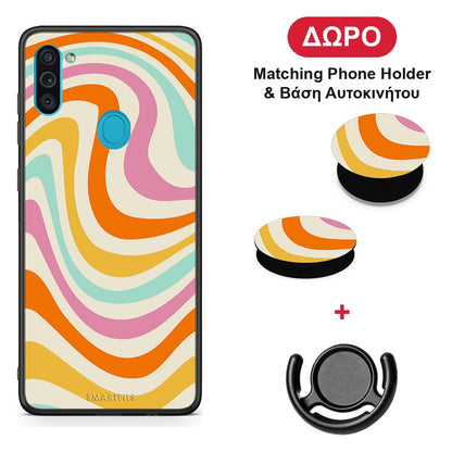 Colourful Waves - Samsung Galaxy A11 / M11 θήκη + Δώρο Phone Holder & Βάση Αυτοκινήτου