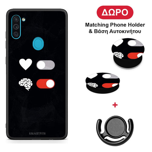 Heart Vs Brain - Samsung Galaxy A11 / M11 θήκη + Δώρο Phone Holder & Βάση Αυτοκινήτου
