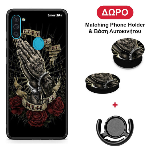 Judge By God - Samsung Galaxy A11 / M11 θήκη + Δώρο Phone Holder & Βάση Αυτοκινήτου