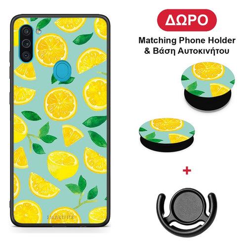 Lemons - Samsung Galaxy A11 / M11 θήκη + Δώρο Phone Holder & Βάση Αυτοκινήτου