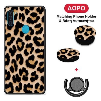 Leopard Print Tan Small - Samsung Galaxy A11 / M11 θήκη + Δώρο Phone Holder & Βάση Αυτοκινήτου
