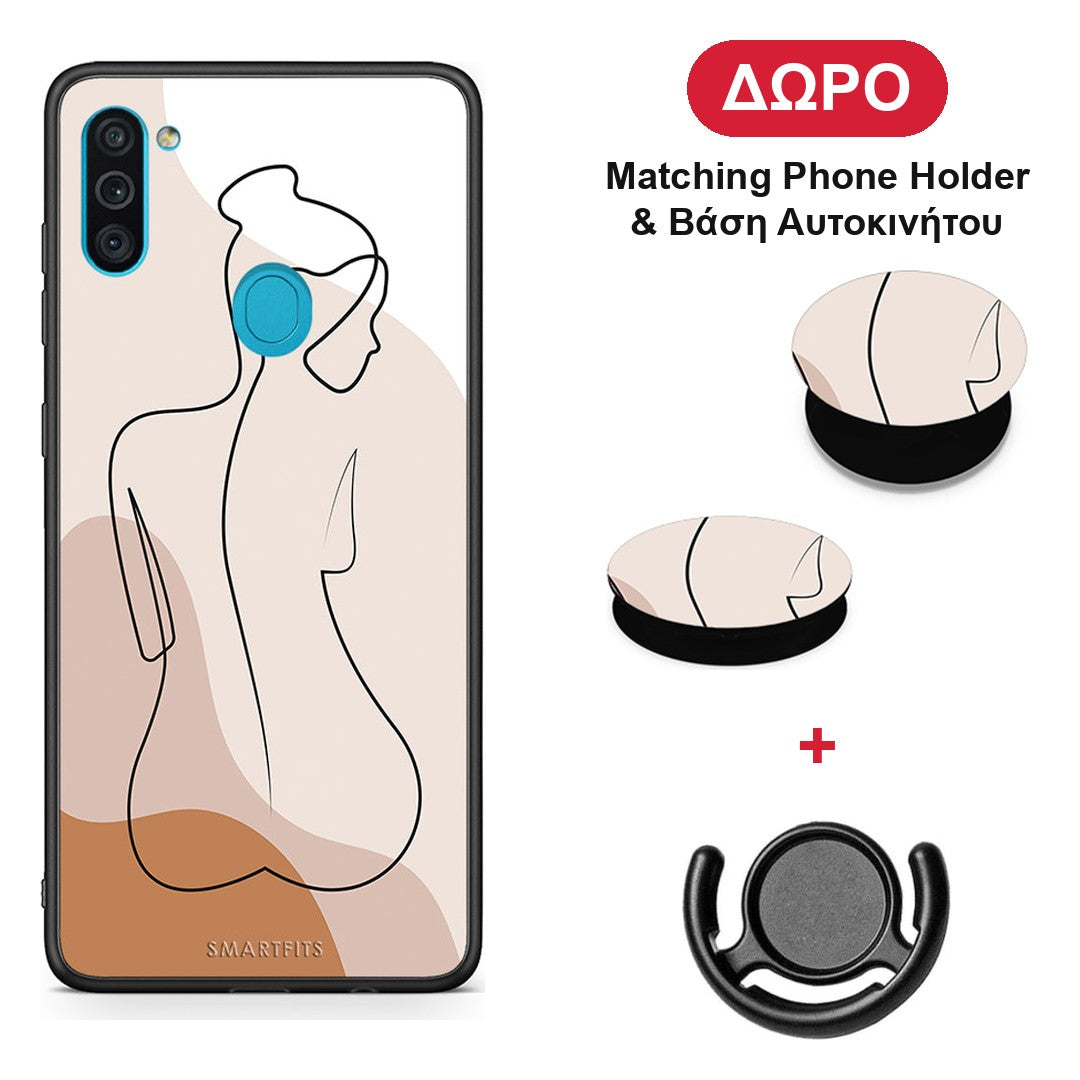 LineArt Woman - Samsung Galaxy A11 / M11 θήκη + Δώρο Phone Holder & Βάση Αυτοκινήτου
