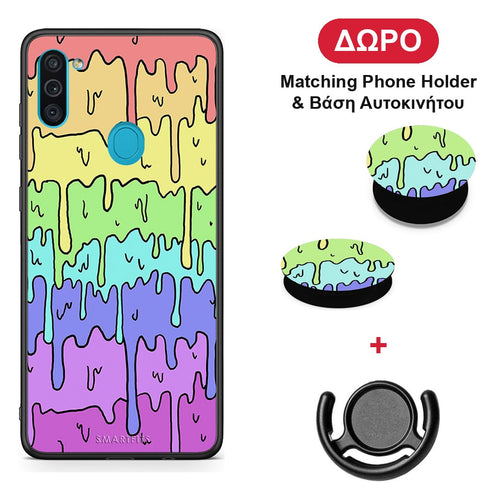 Melting Rainbow - Samsung Galaxy A11 / M11 θήκη + Δώρο Phone Holder & Βάση Αυτοκινήτου