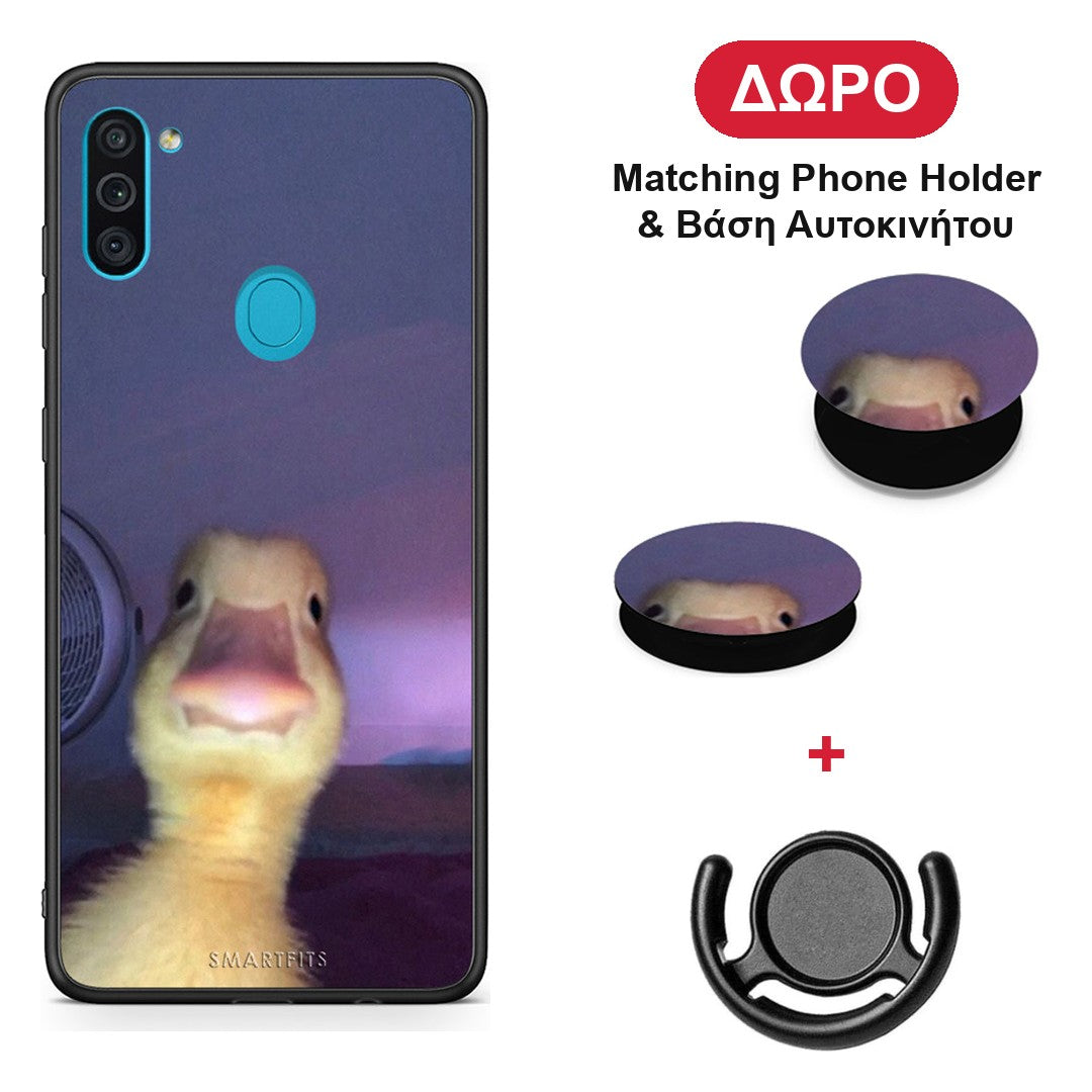 Meme Duck - Samsung Galaxy A11 / M11 θήκη + Δώρο Phone Holder & Βάση Αυτοκινήτου