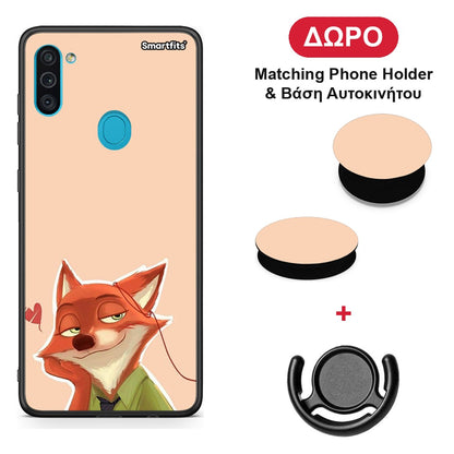 Nick Wilde And Judy Hopps Love 1 - Samsung Galaxy A11 / M11 θήκη + Δώρο Phone Holder & Βάση Αυτοκινήτου