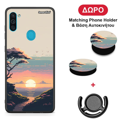 Pixel Sunset - Samsung Galaxy A11 / M11 θήκη + Δώρο Phone Holder & Βάση Αυτοκινήτου