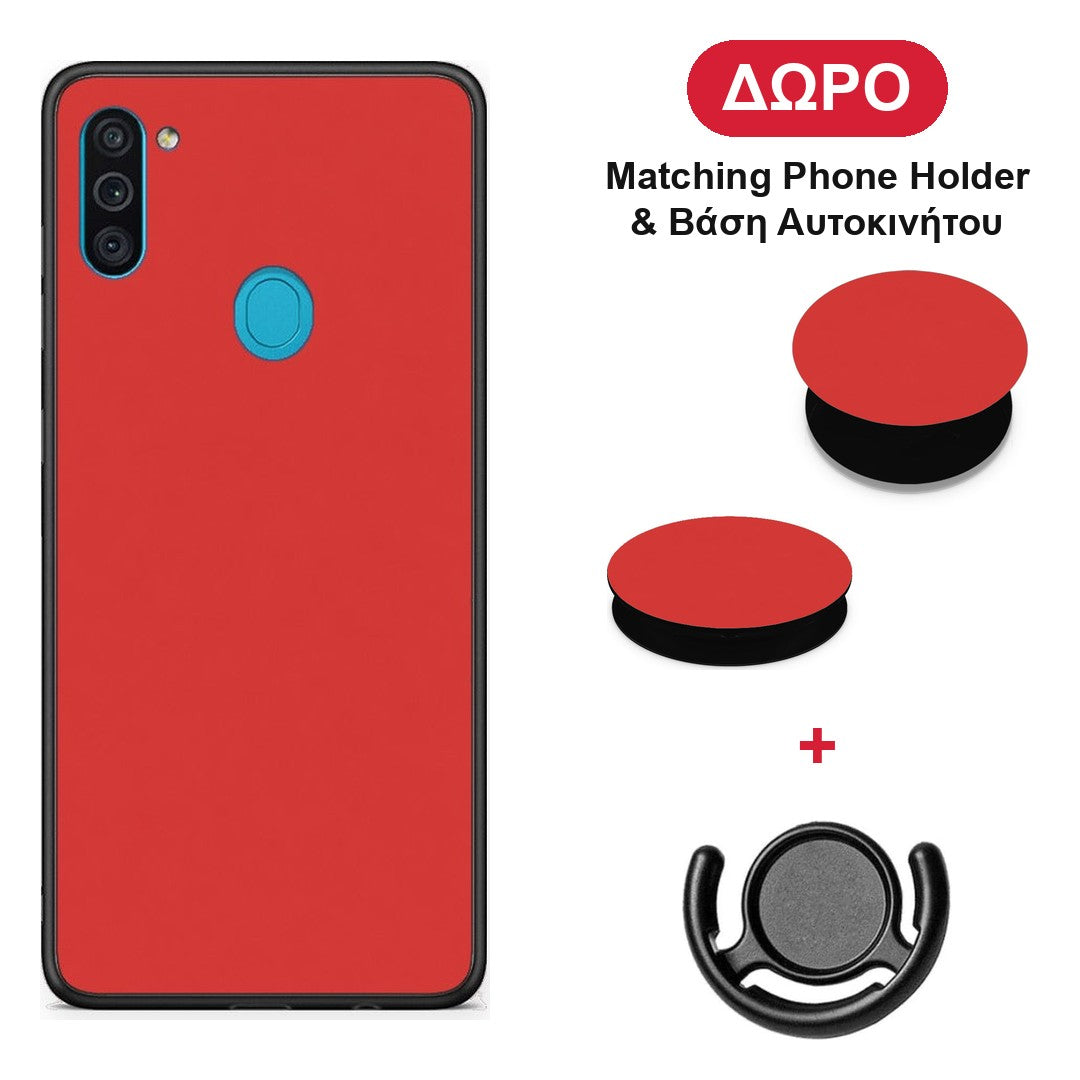 Poppy Red - Samsung Galaxy A11 / M11 θήκη + Δώρο Phone Holder & Βάση Αυτοκινήτου