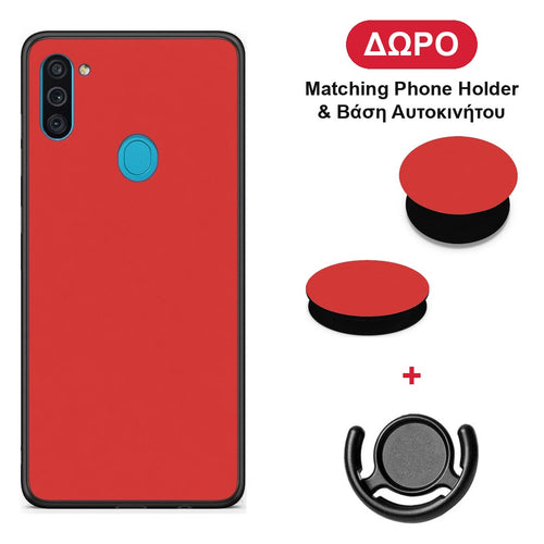 Poppy Red - Samsung Galaxy A11 / M11 θήκη + Δώρο Phone Holder & Βάση Αυτοκινήτου