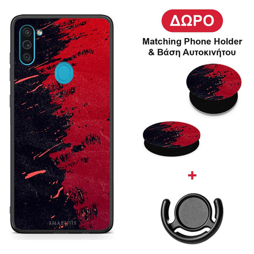 Red Paint - Samsung Galaxy A11 / M11 θήκη + Δώρο Phone Holder & Βάση Αυτοκινήτου