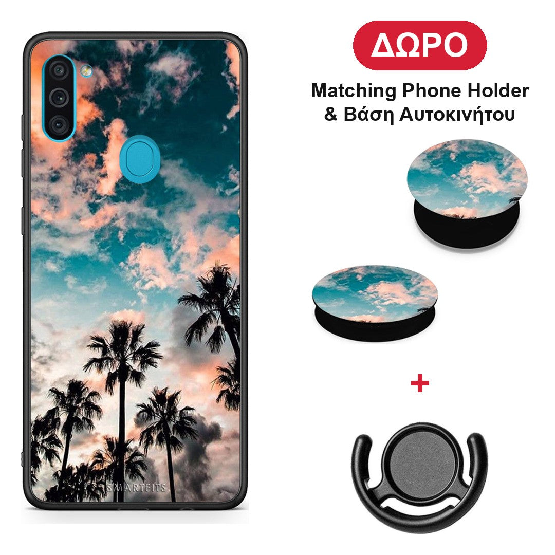 Summer Sky - Samsung Galaxy A11 / M11 θήκη + Δώρο Phone Holder & Βάση Αυτοκινήτου