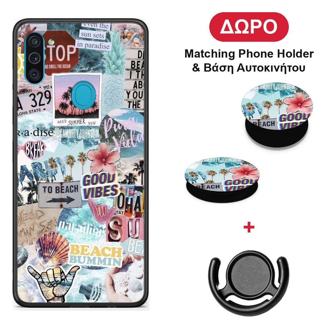 Summer Vibes - Samsung Galaxy A11 / M11 θήκη + Δώρο Phone Holder & Βάση Αυτοκινήτου