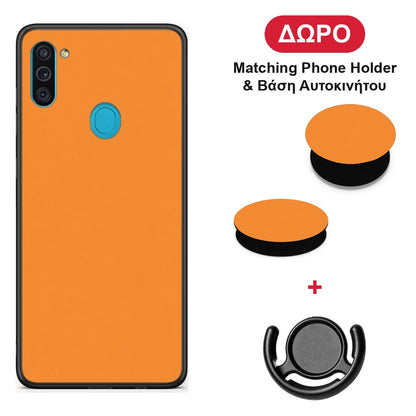 Tangerine Orange - Samsung Galaxy A11 / M11 θήκη + Δώρο Phone Holder & Βάση Αυτοκινήτου