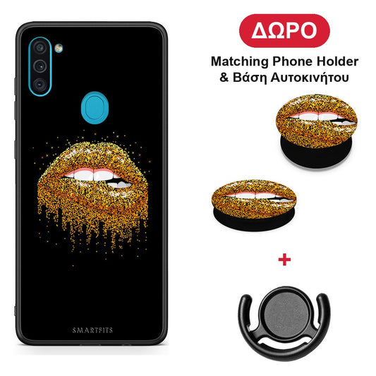 Valentine Golden - Samsung Galaxy A11 / M11 θήκη + Δώρο Phone Holder & Βάση Αυτοκινήτου