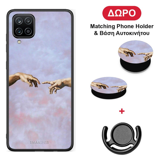 Adam Hand - Samsung Galaxy A12 θήκη + Δώρο Phone Holder & Βάση Αυτοκινήτου