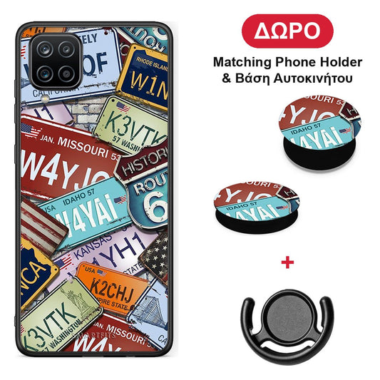 Car Plates - Samsung Galaxy A12 θήκη + Δώρο Phone Holder & Βάση Αυτοκινήτου