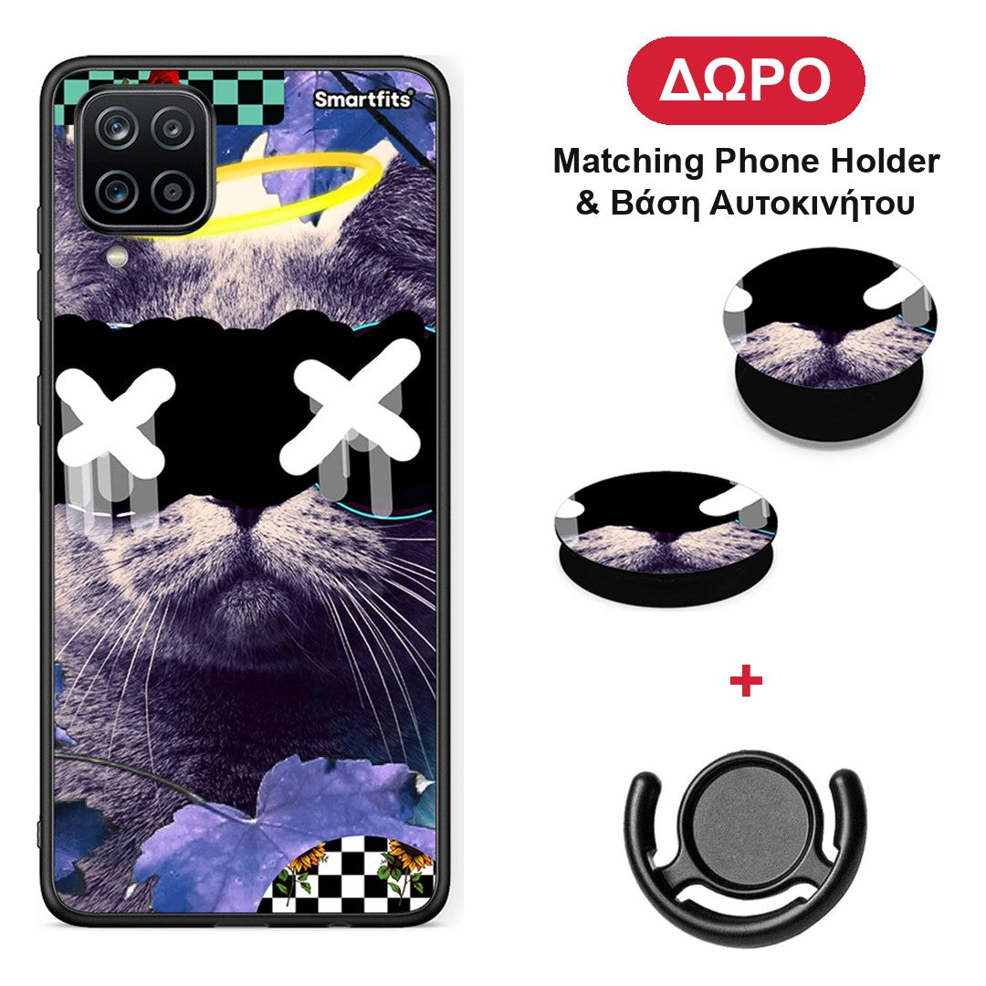 Cat Collage - Samsung Galaxy A12 θήκη + Δώρο Phone Holder & Βάση Αυτοκινήτου