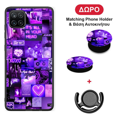 Collage Stay Wild - Samsung Galaxy A12 θήκη + Δώρο Phone Holder & Βάση Αυτοκινήτου