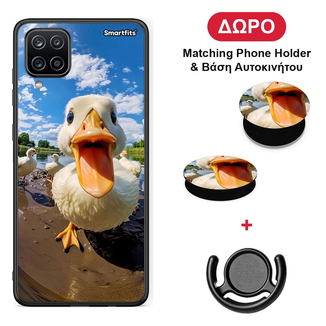Duck Face - Samsung Galaxy A12 θήκη + Δώρο Phone Holder & Βάση Αυτοκινήτου