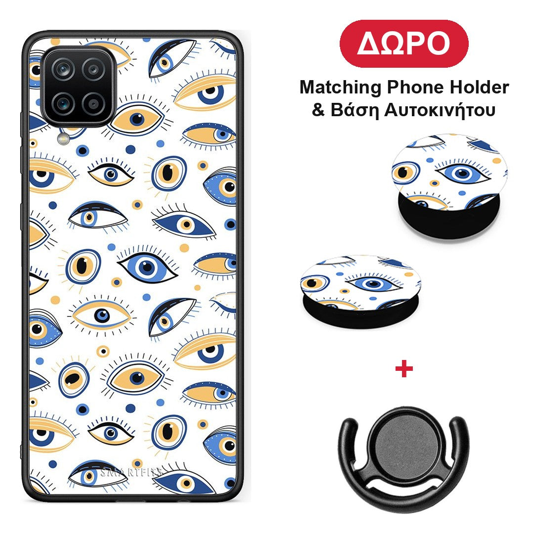 Ftou Ftou - Samsung Galaxy A12 θήκη + Δώρο Phone Holder & Βάση Αυτοκινήτου