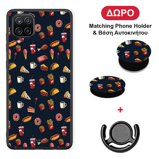 Random Hungry - Samsung Galaxy A12 θήκη + Δώρο Phone Holder & Βάση Αυτοκινήτου