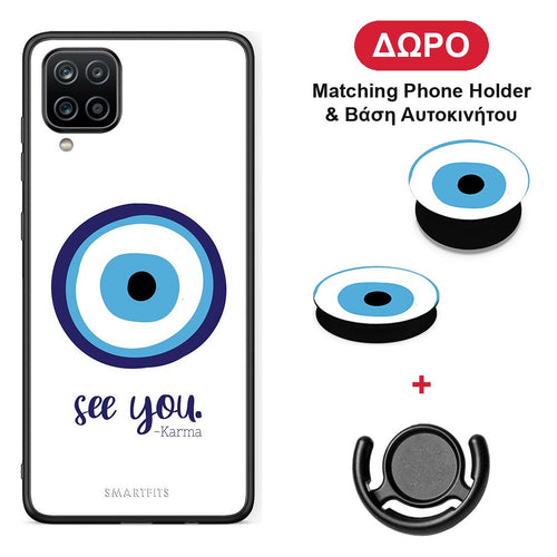 Karma Says - Samsung Galaxy A12 θήκη + Δώρο Phone Holder & Βάση Αυτοκινήτου