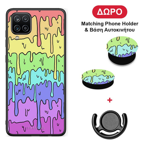 Melting Rainbow - Samsung Galaxy A12 θήκη + Δώρο Phone Holder & Βάση Αυτοκινήτου