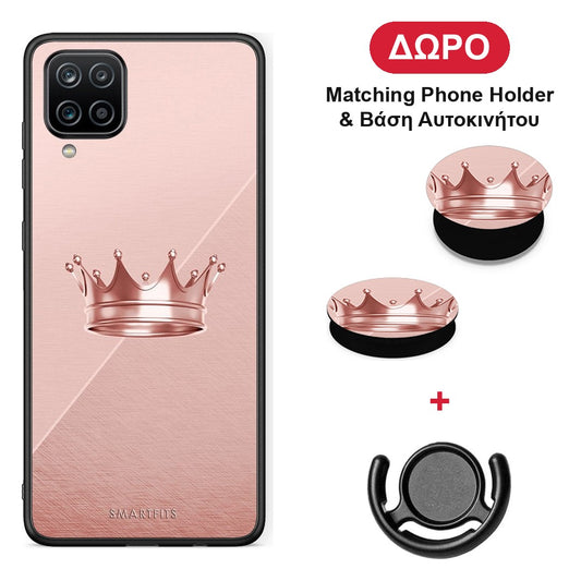 Minimal Crown - Samsung Galaxy A12 θήκη + Δώρο Phone Holder & Βάση Αυτοκινήτου